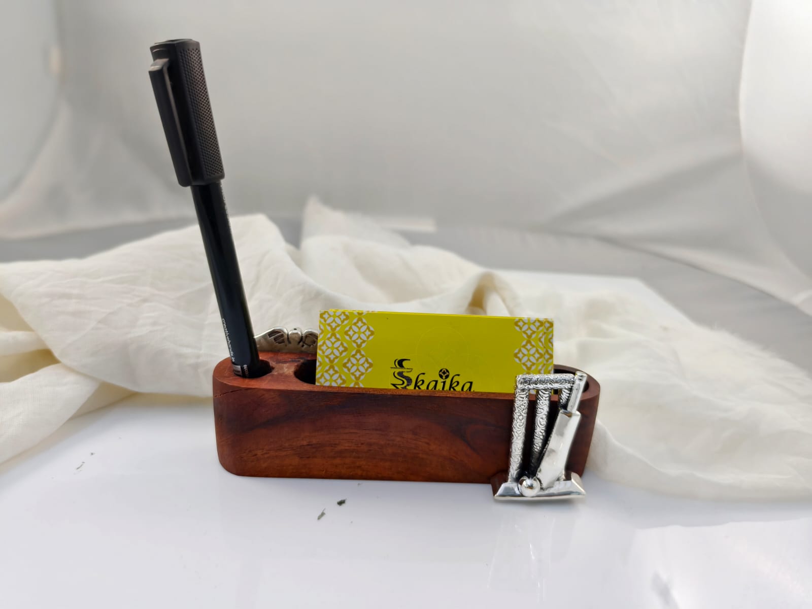 Wood Pen & Card Stand